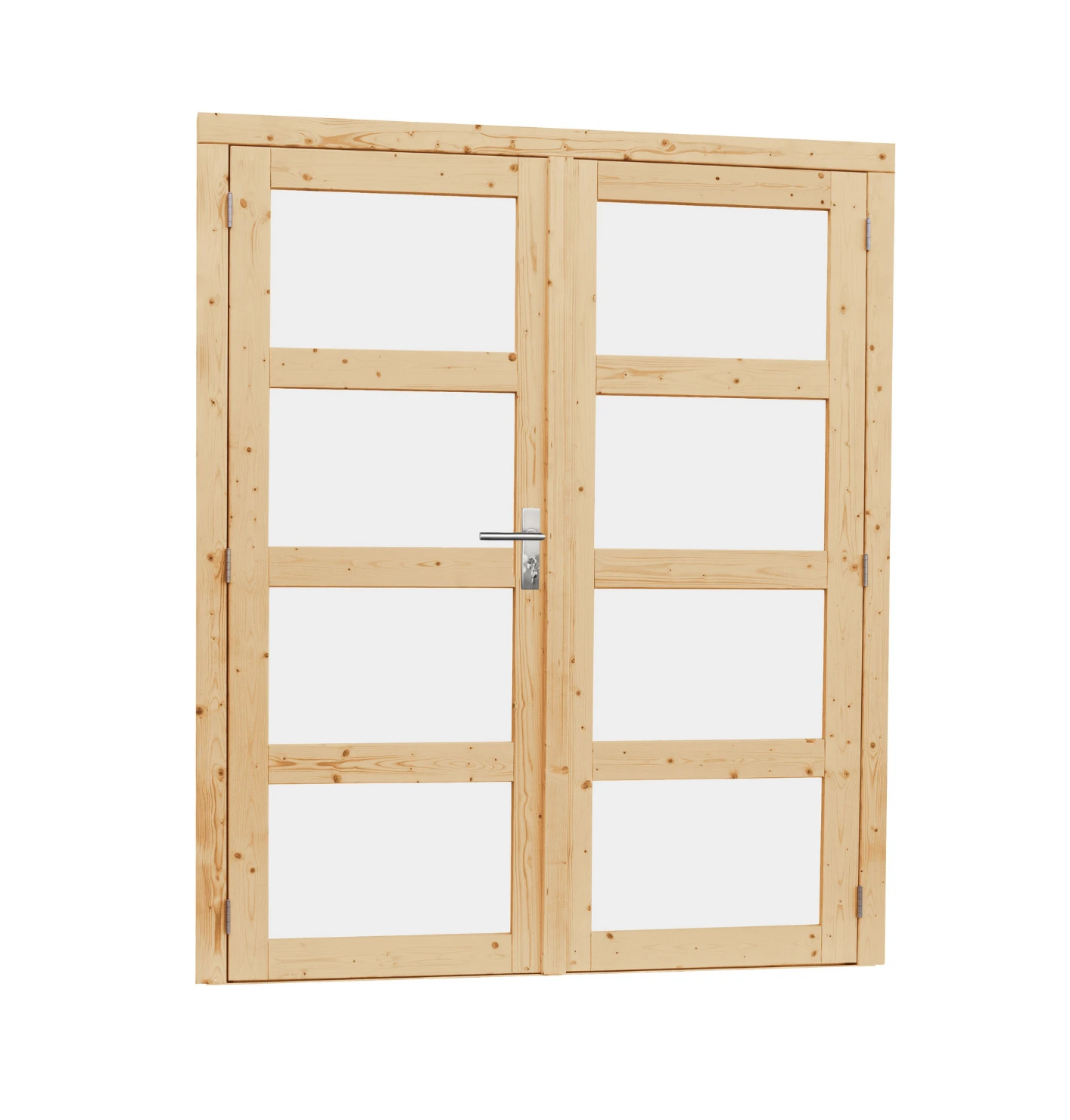 Vuren Dubbele Glasdeur Melkglas 4-Ruits - 168 x 201 cm - Afbeelding 1